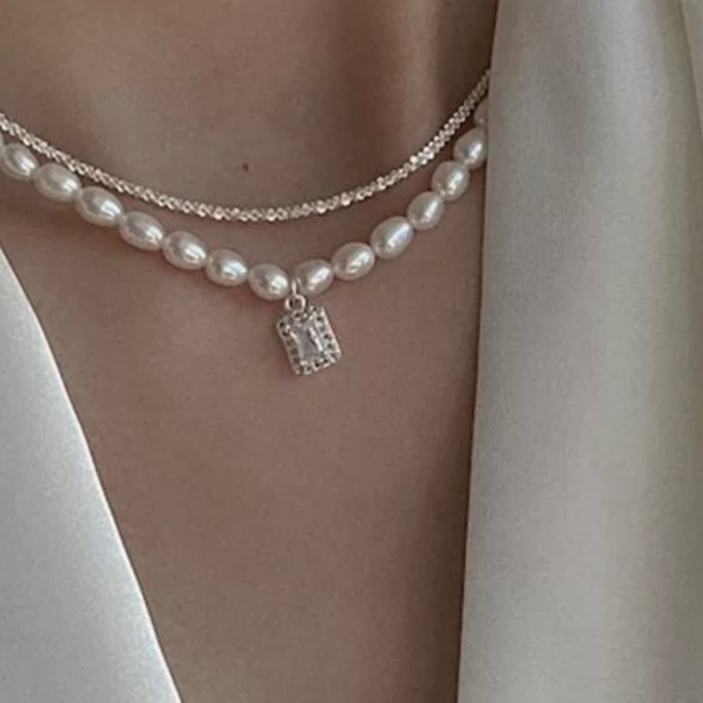 One Natural Freshwater Pearl AAA CZ Water Drop Shiny Layer Necklace